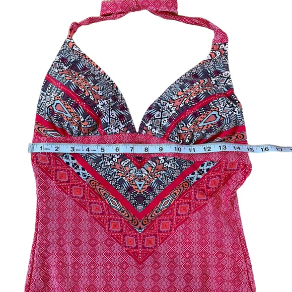 NWT Prana | Lahari Carmine Pink Marrakesh Print Halter One Piece Swimsuit Large - Picture 12 of 16
